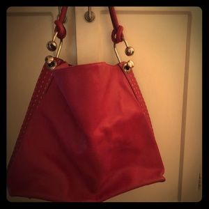 Bright pink leather purse
